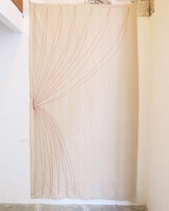 Red Trompe-l'œil "Draped" Linen Curtains