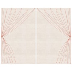 Red Trompe-l'œil "Draped" Linen Curtains