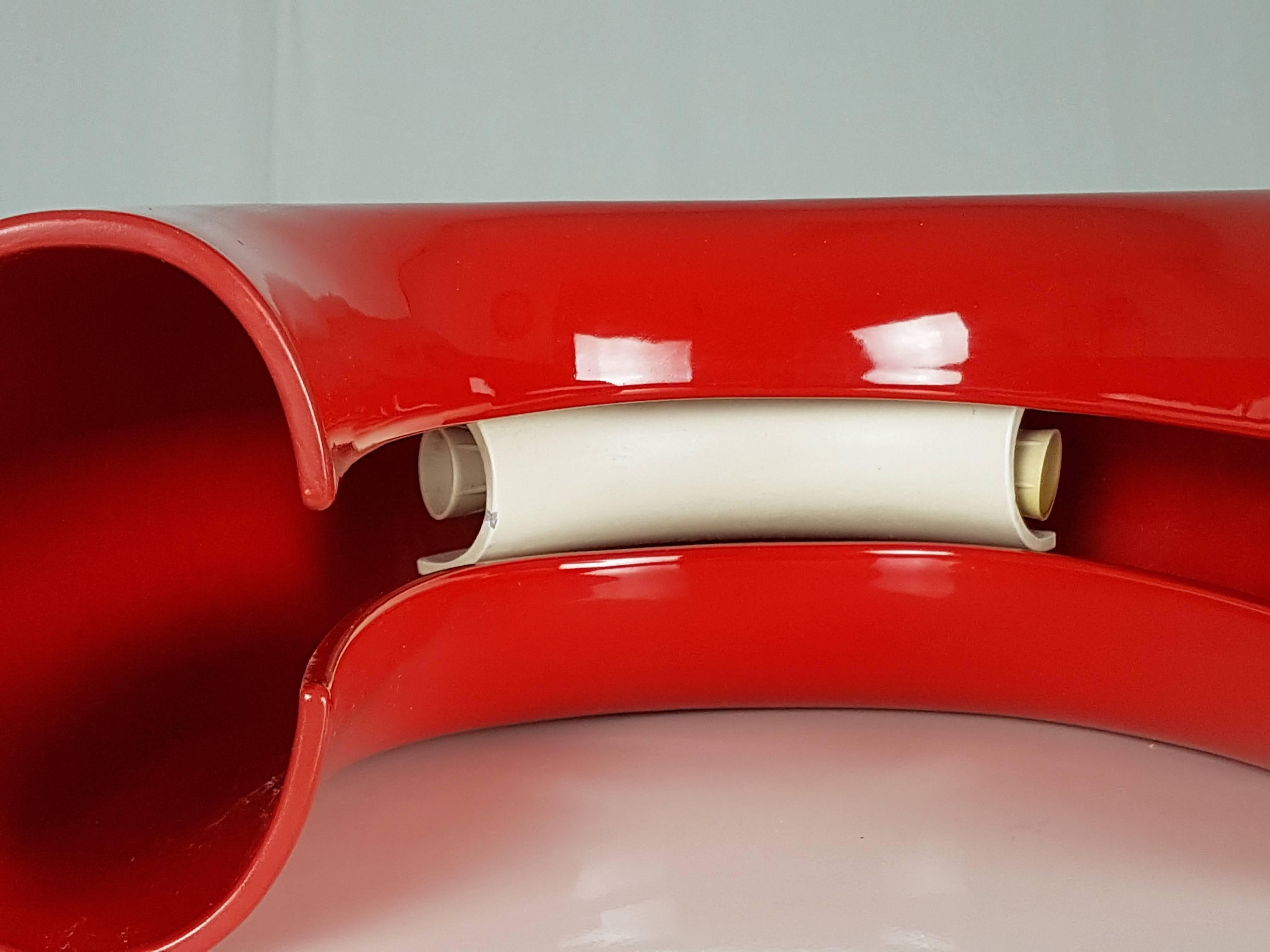 Glazed Red Tubo Table Lamp by Tomoko Tsuboi Ponzio for Ceramica Franco Pozzi, 1968 For Sale