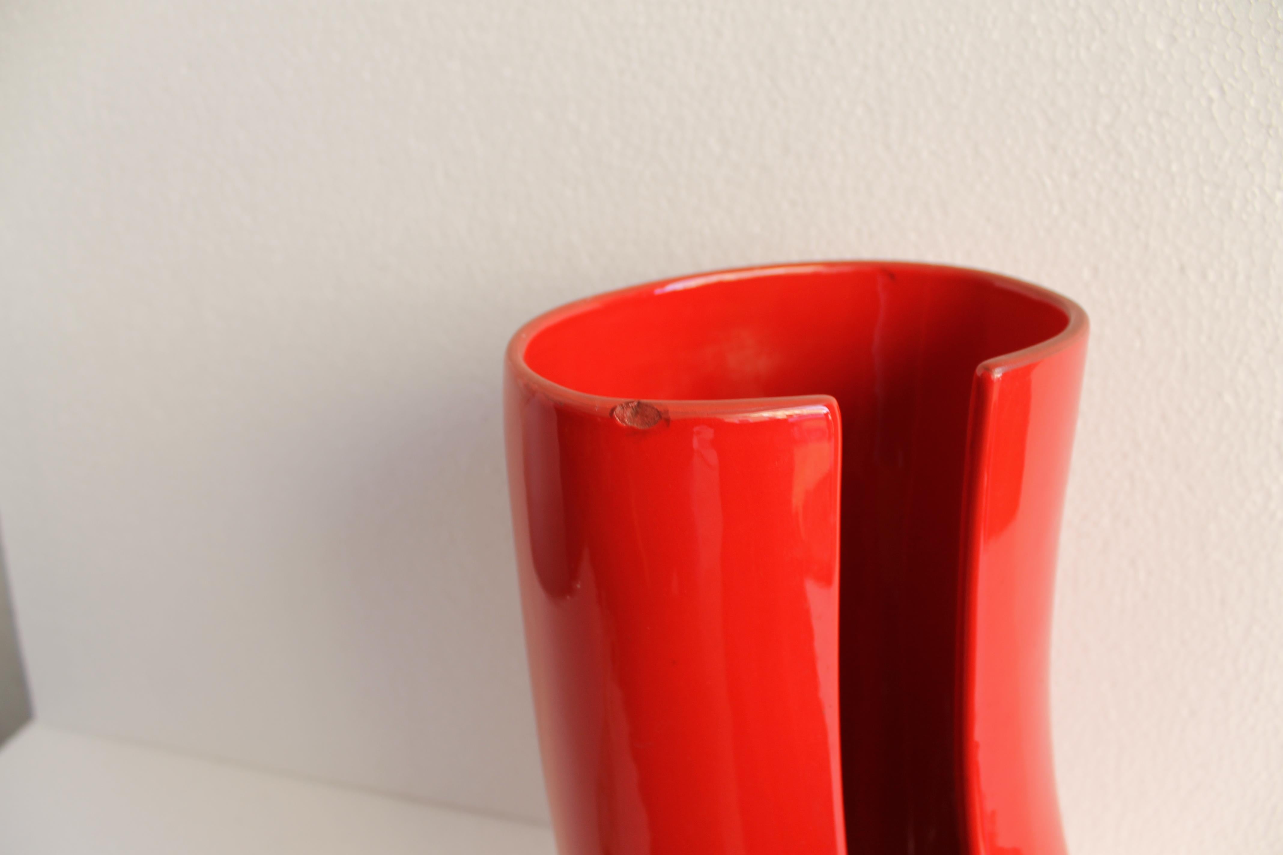 Red Tube Table Lamp by Tomoko Tsuboi Ponzio for   Franco Pozzi, Italy 1968 In Good Condition For Sale In Sacile, PN
