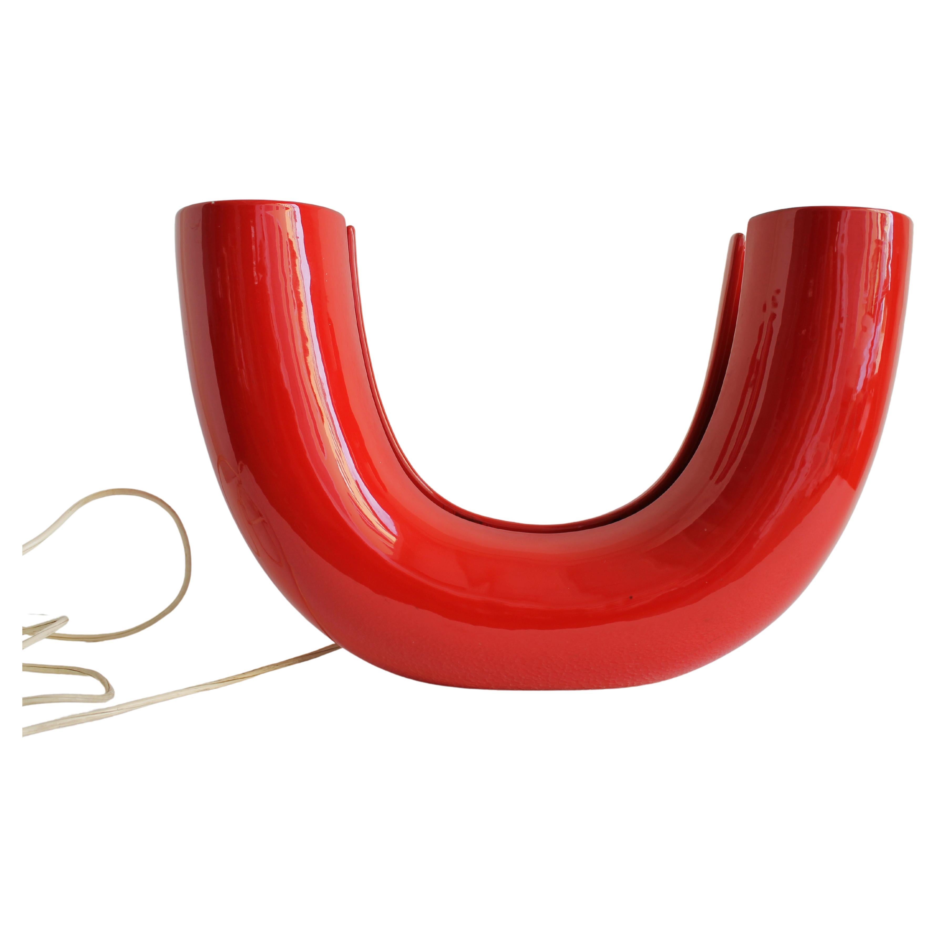 Red Tube Table Lamp by Tomoko Tsuboi Ponzio for   Franco Pozzi, Italy 1968