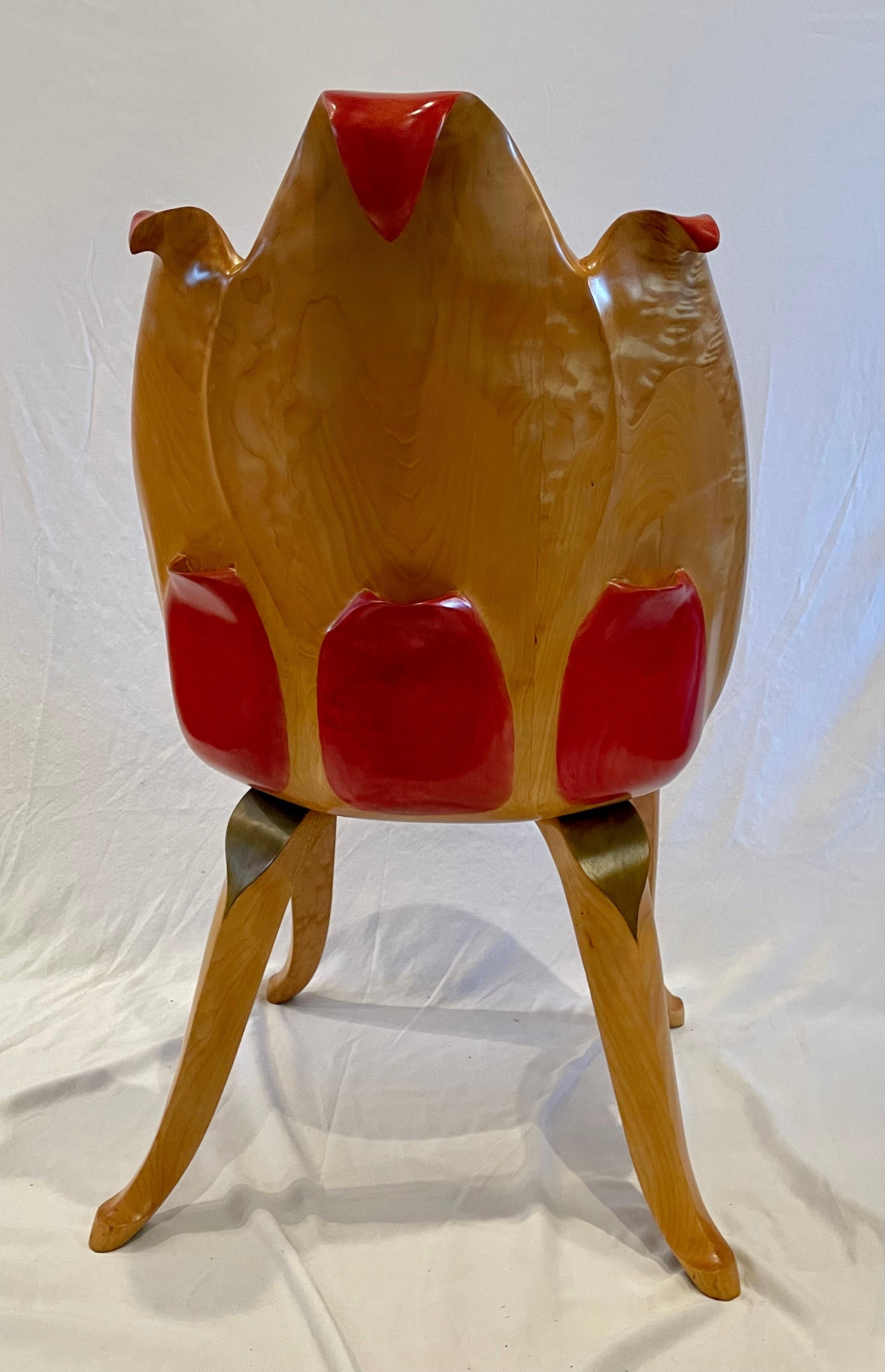 Hand-Crafted Red Tulip Chair For Sale