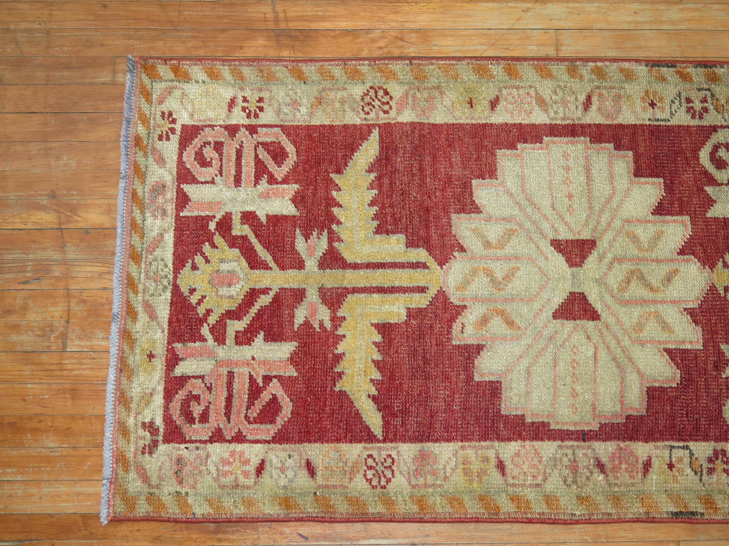 Gothic Revival Red Turkish Anatolian Runner For Sale