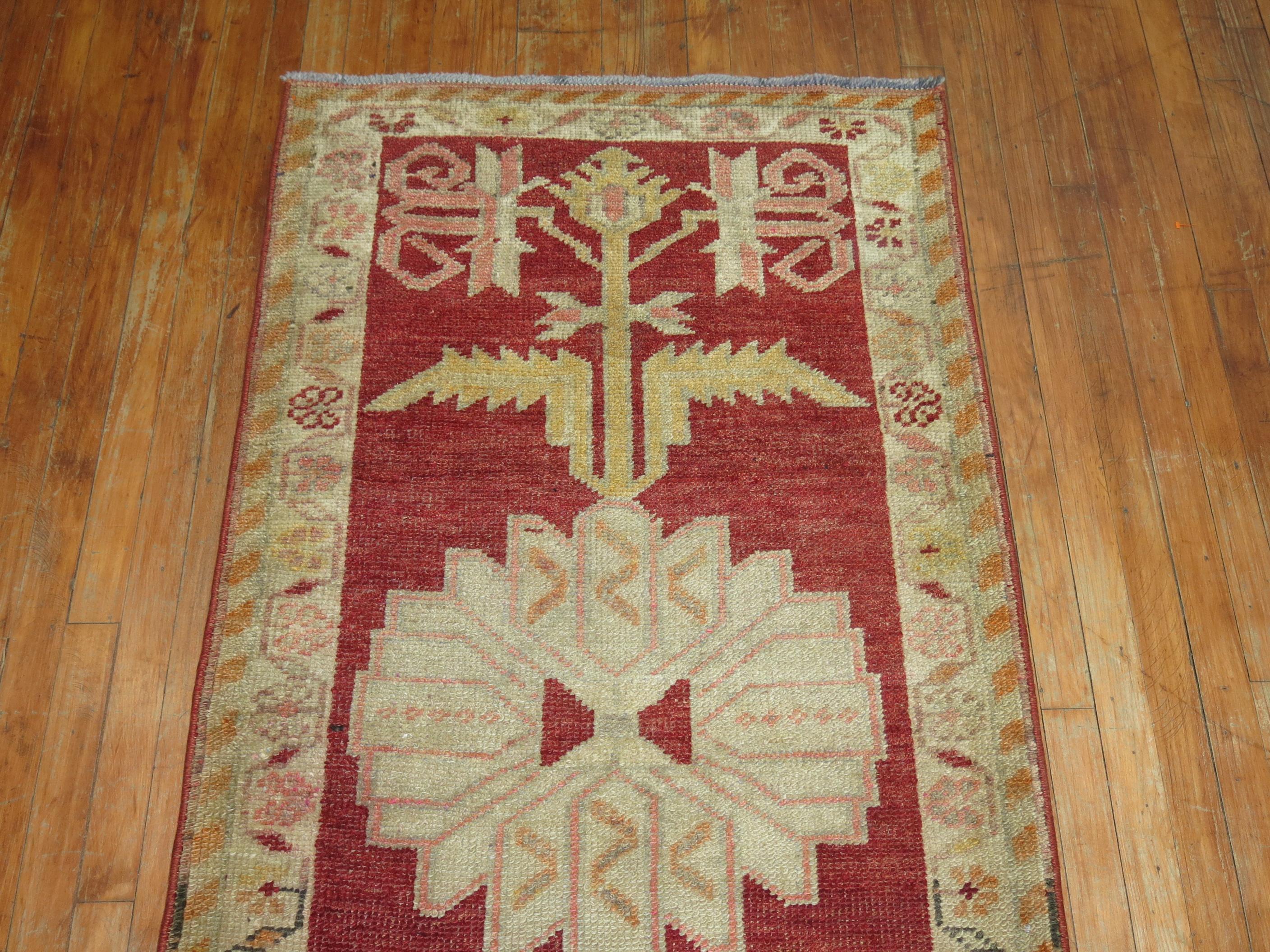 Hand-Woven Red Turkish Anatolian Runner For Sale