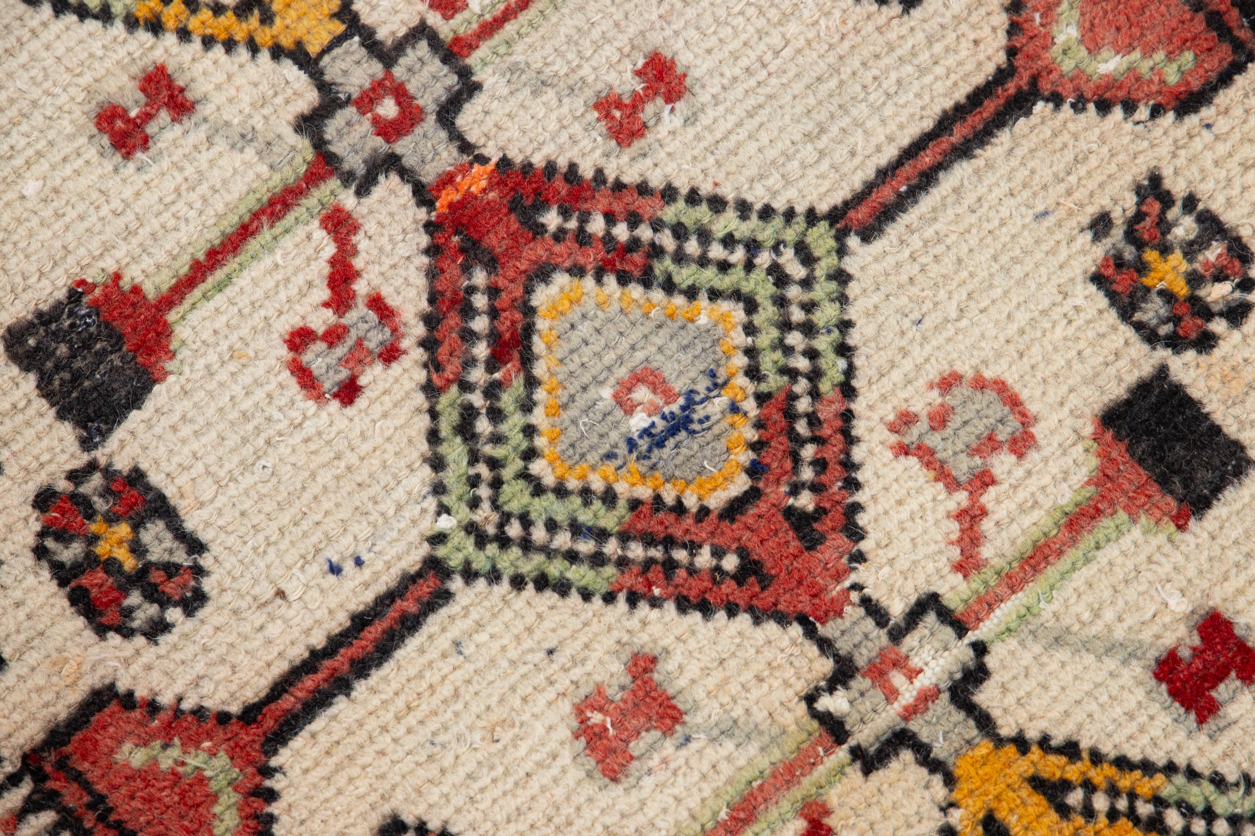 20th Century Red Turkish Anatolian Wool Rug Handmade With Tribal Motif For Sale