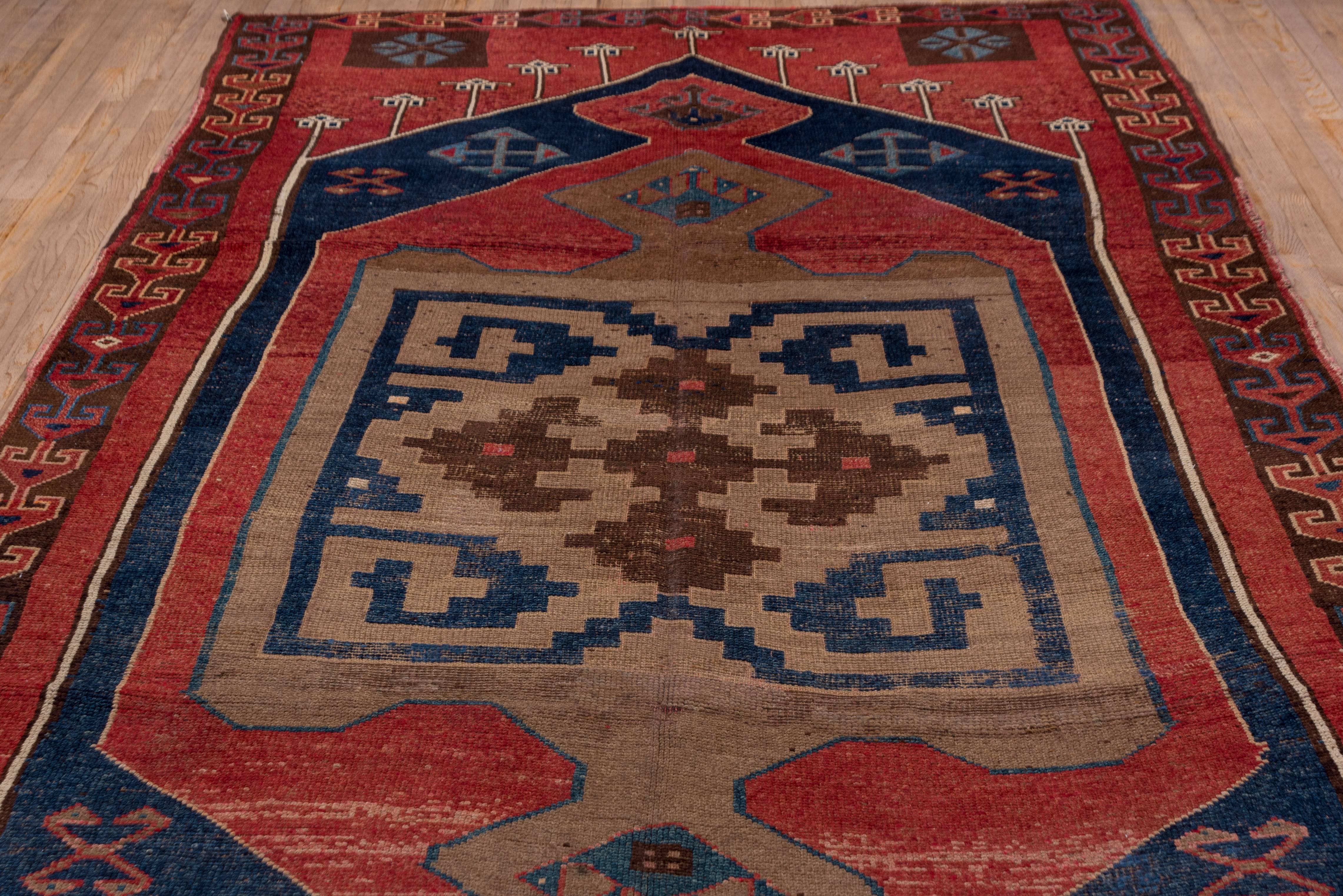 Tribal Red Turkish Kars Carpet, circa 1940s For Sale