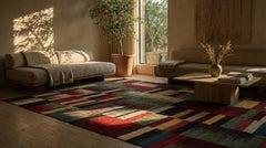 Red Turkish Wool Flatweave Rug 11 ft x 15 ft , Tangerine Geometry Weave