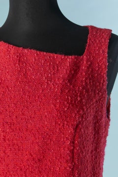 Red tweed bouclette sleeveless dress Versus By Gianni Versace