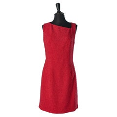 Red tweed bouclette sleeveless dress Versus By Gianni Versace
