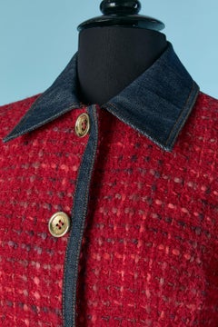 Red Tweed single breasted jacket with denim details D&G by DOLCE & GABBANA