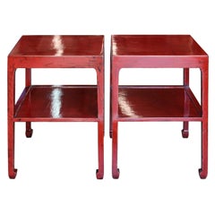 Red Two-Tier Side Table