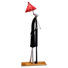 Red Unique Parasol Sculpture Modern Plastic Assemblage by Jerry Ross Barrish