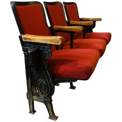 Antique Red Upholstered Theater Seats