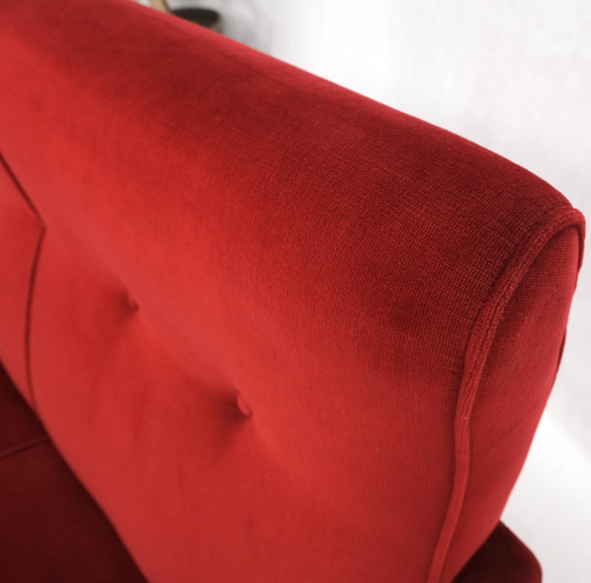 Red Upholstery Brass Legs Mid century Italian Modern Sofa Loveseat For Sale 5