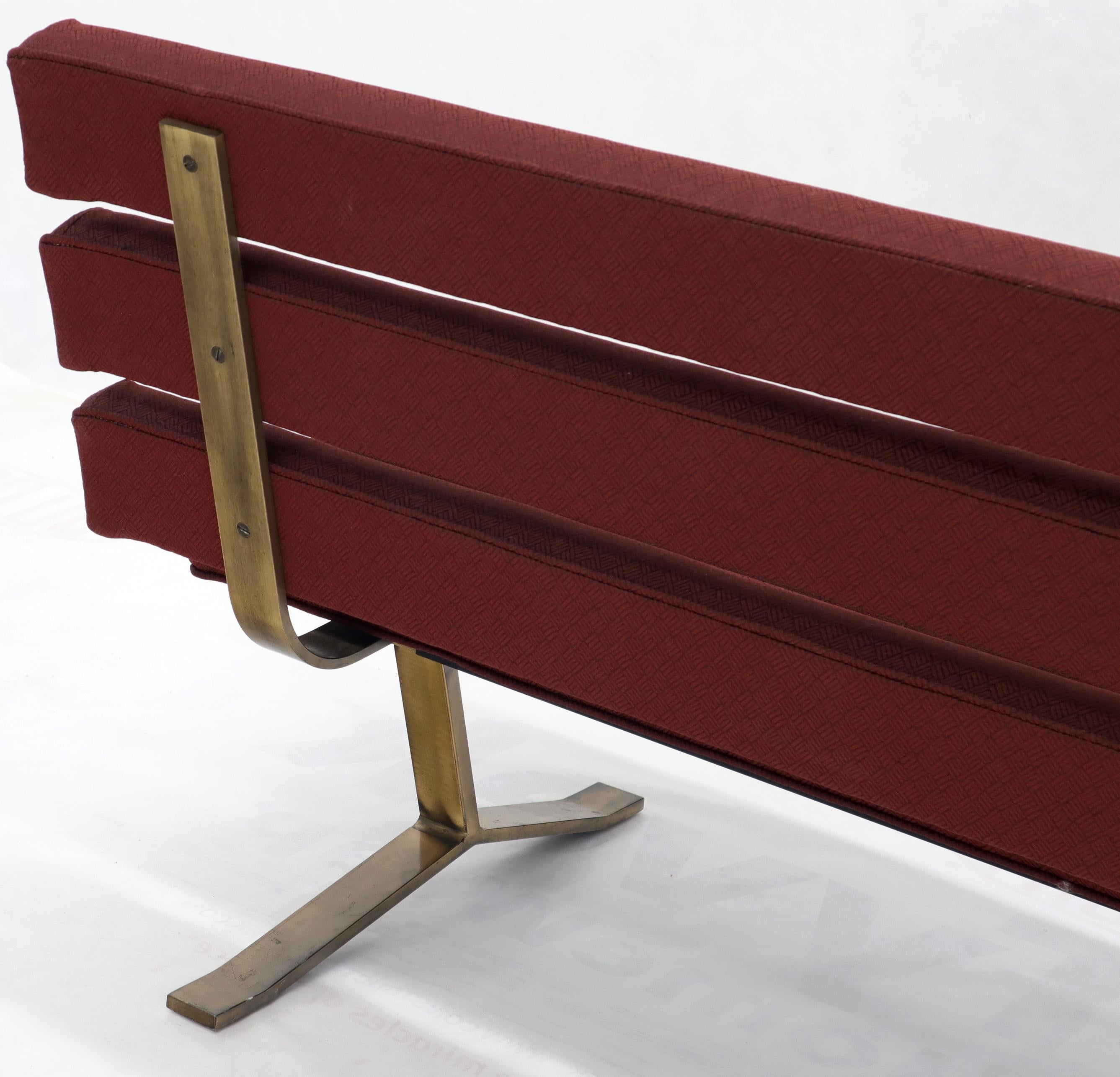 Red Upholstery Bronze Base Bench Settee by Gerald McCabe For Sale 3