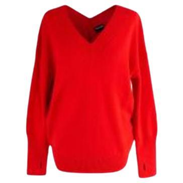 red v-neck cashmere jumper For Sale