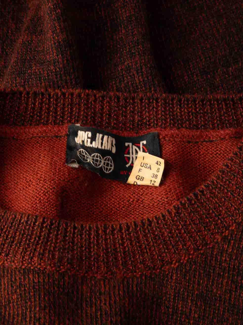 Women's JPG Jean's Vintage Crew Neck Knitted Logo Top Size M