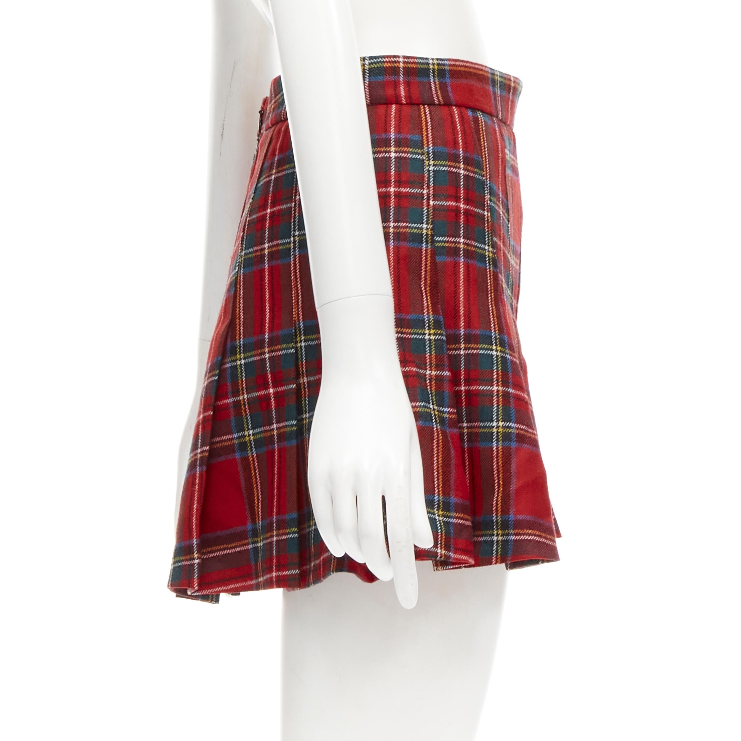 Women's RED VALENTINO 100% virgin woo red tartan plaid high waist skorts IT38 XS For Sale