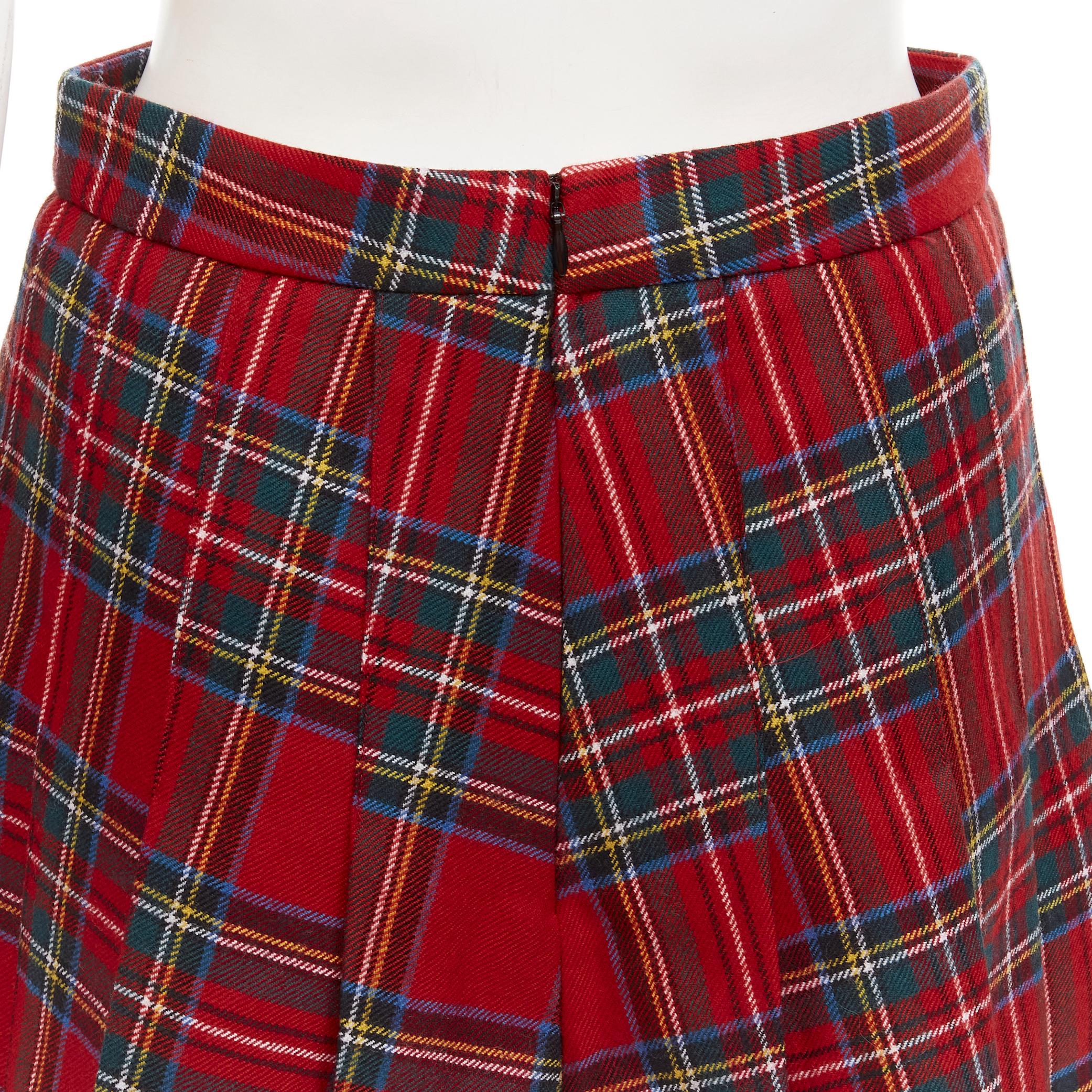 RED VALENTINO 100% virgin woo red tartan plaid high waist skorts IT38 XS For Sale 3