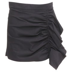 RED VALENTINO 2019 black high waisted side ruffle drape trim mini skorts IT38 XS