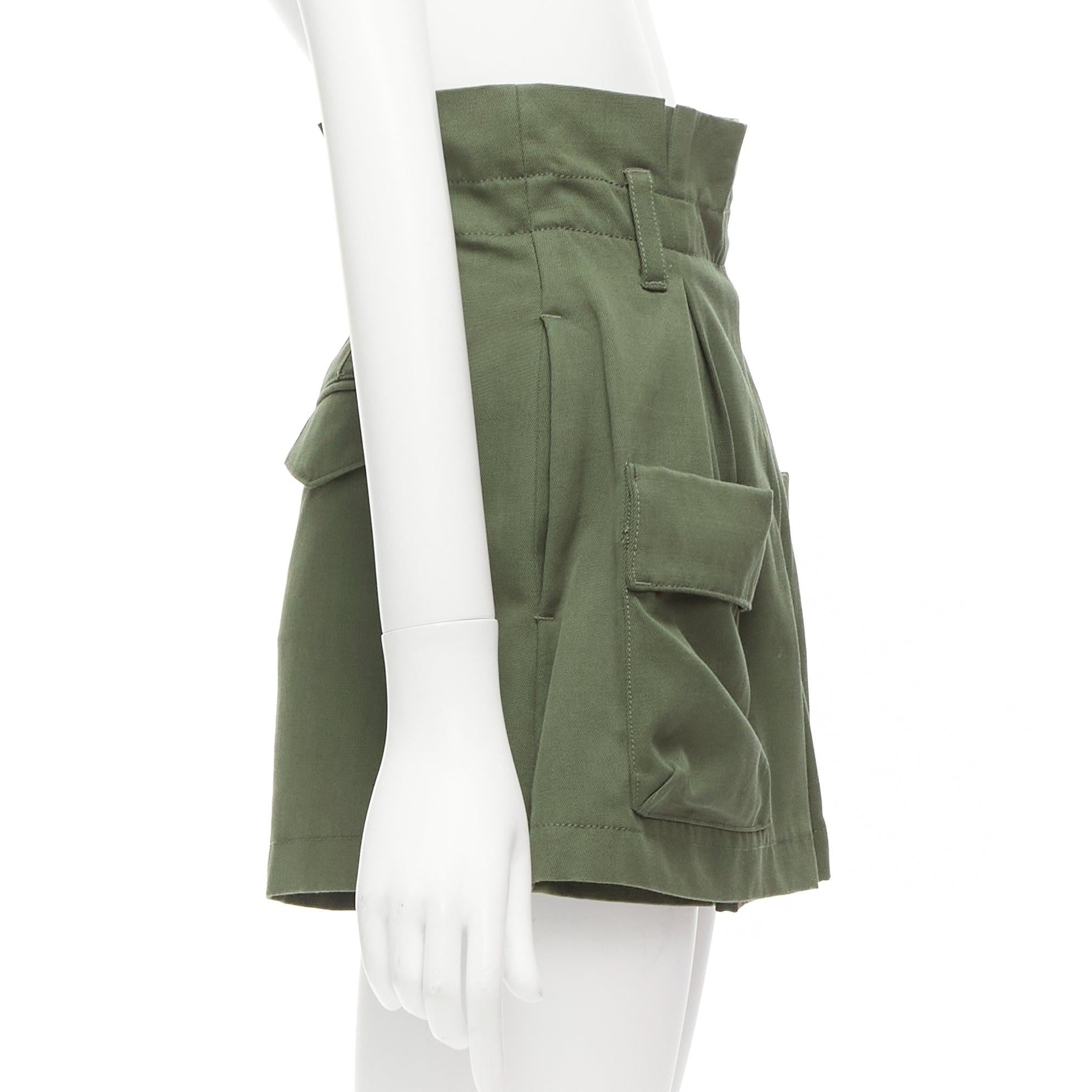 Donna RED VALENTINO 2020 pantaloncini a vita alta in cotone e lana vergine color kaki IT36 XXS in vendita