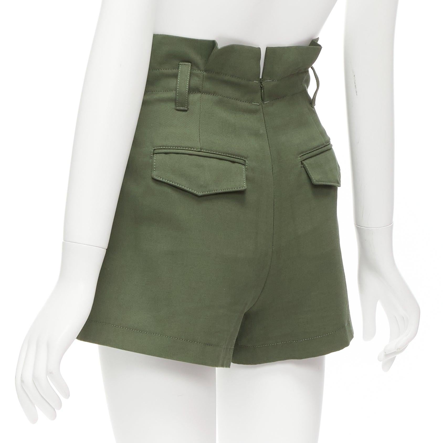 RED VALENTINO 2020 khaki cotton virgin wool high waisted cargp shorts IT36 XXS For Sale 3