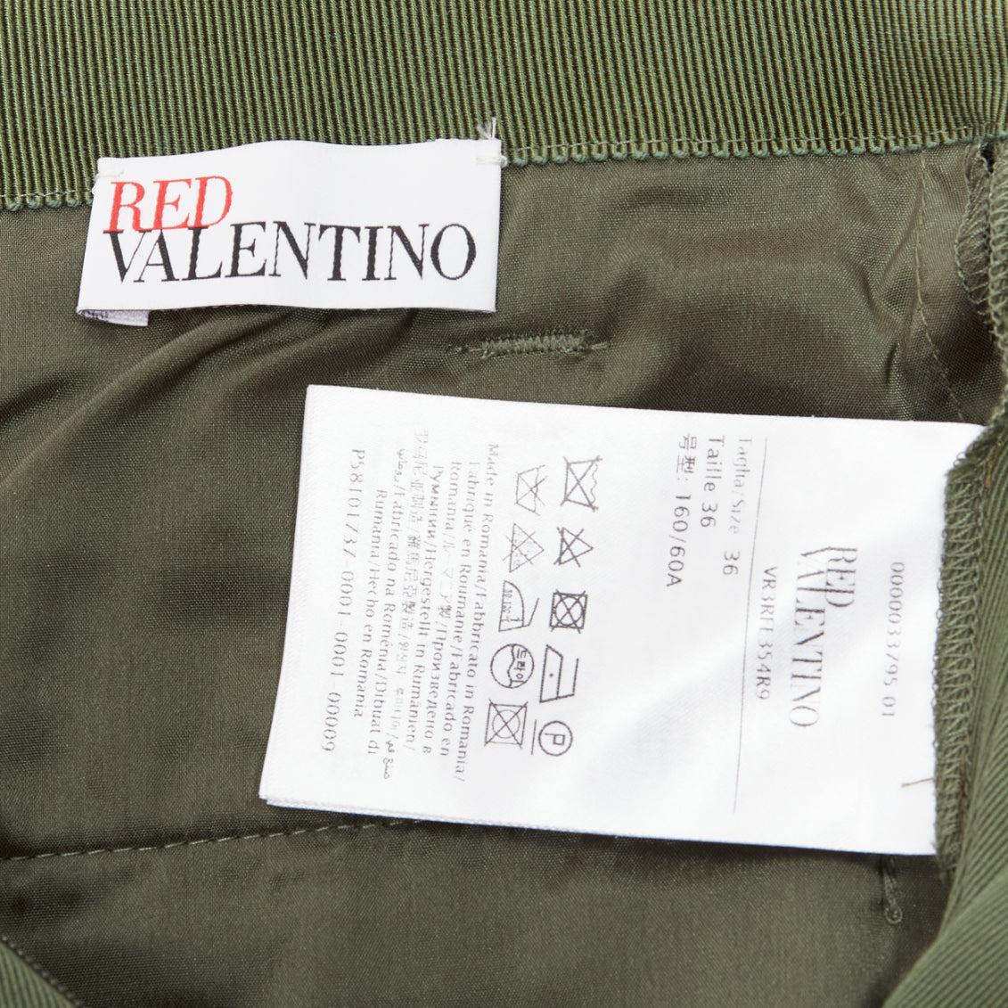 RED VALENTINO 2020 pantaloncini a vita alta in cotone e lana vergine color kaki IT36 XXS in vendita 4