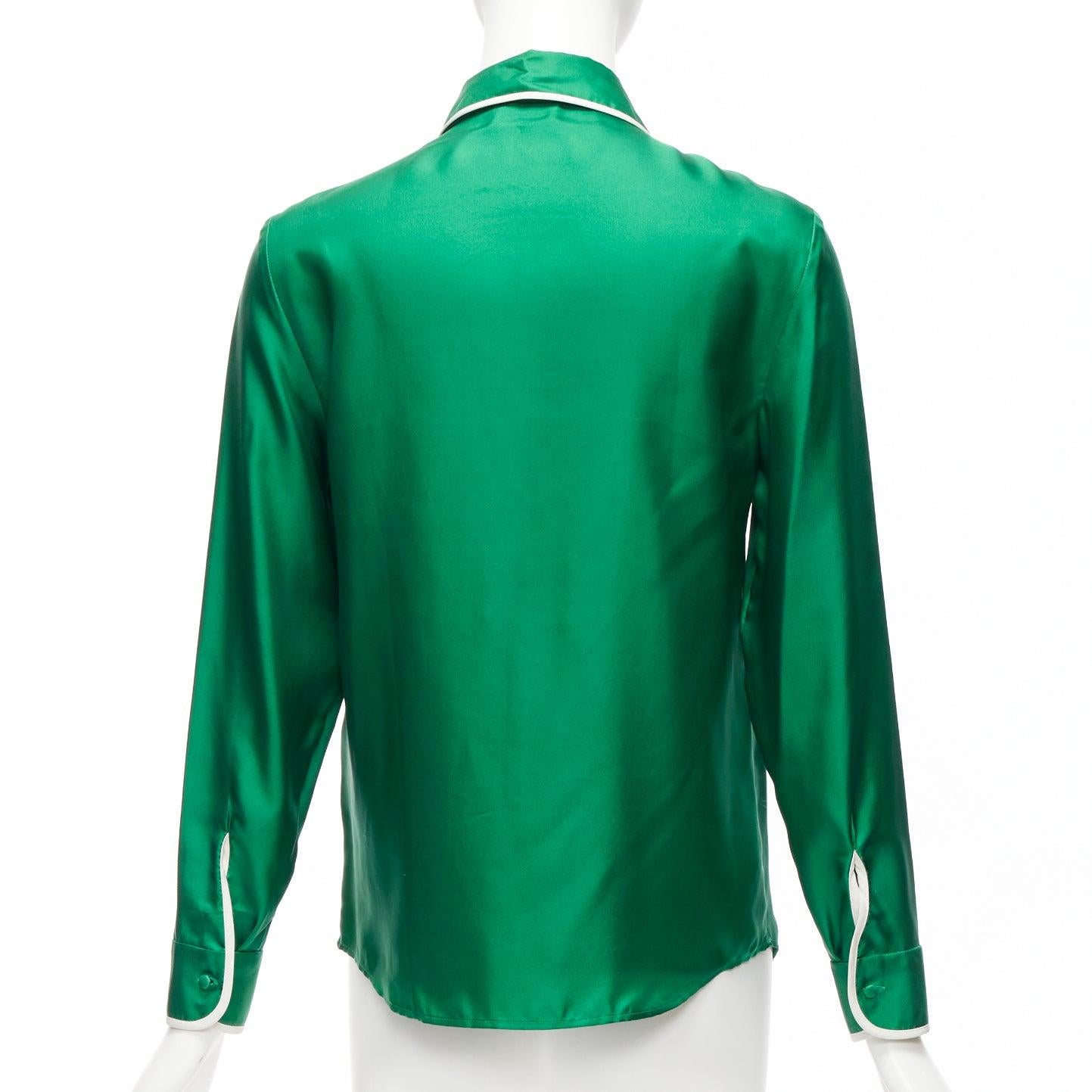 RED VALENTINO 2022 100% silk green bow tie Peter Pan blouse shirt IT38 XS For Sale 1
