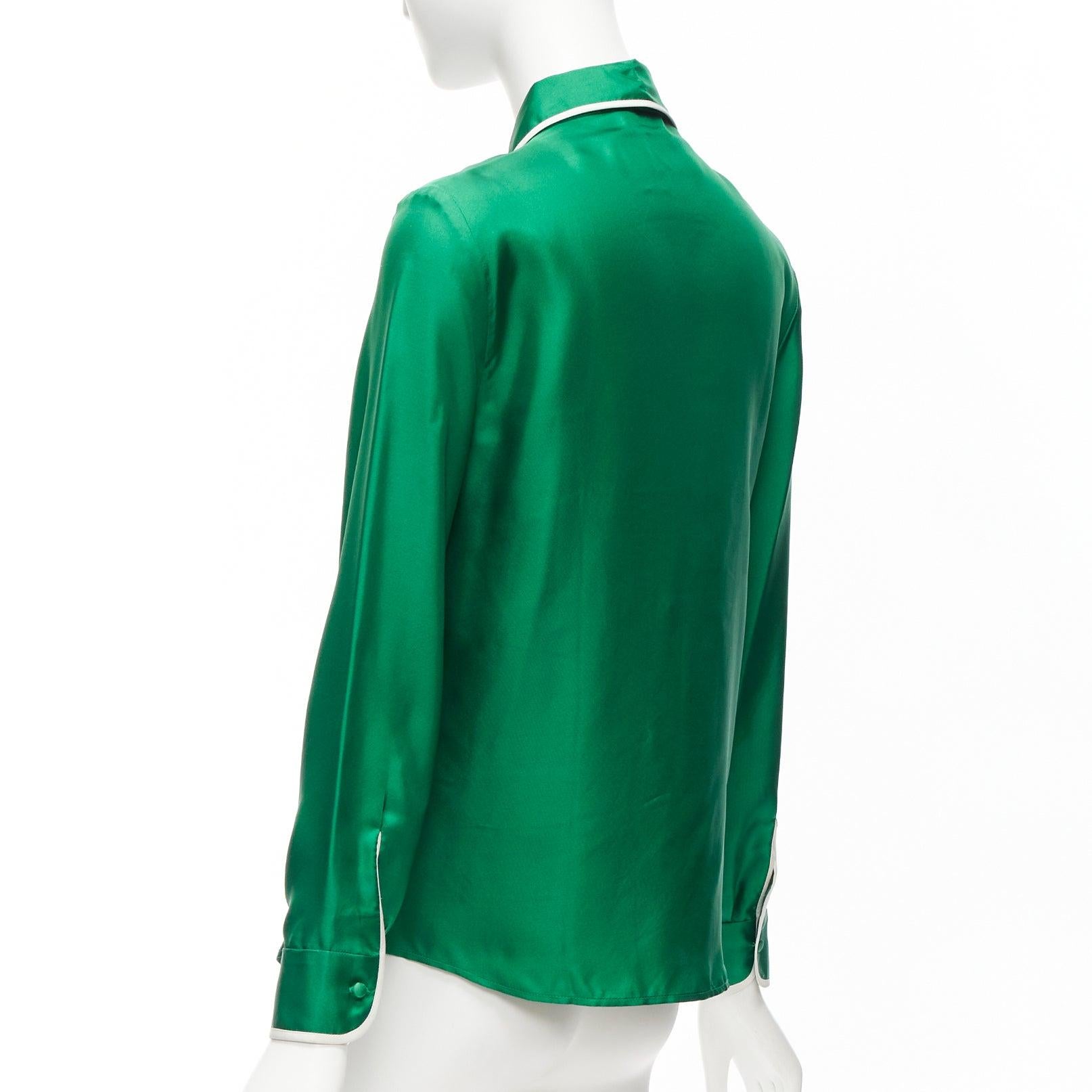 RED VALENTINO 2022 100% silk green bow tie Peter Pan blouse shirt IT38 XS For Sale 3