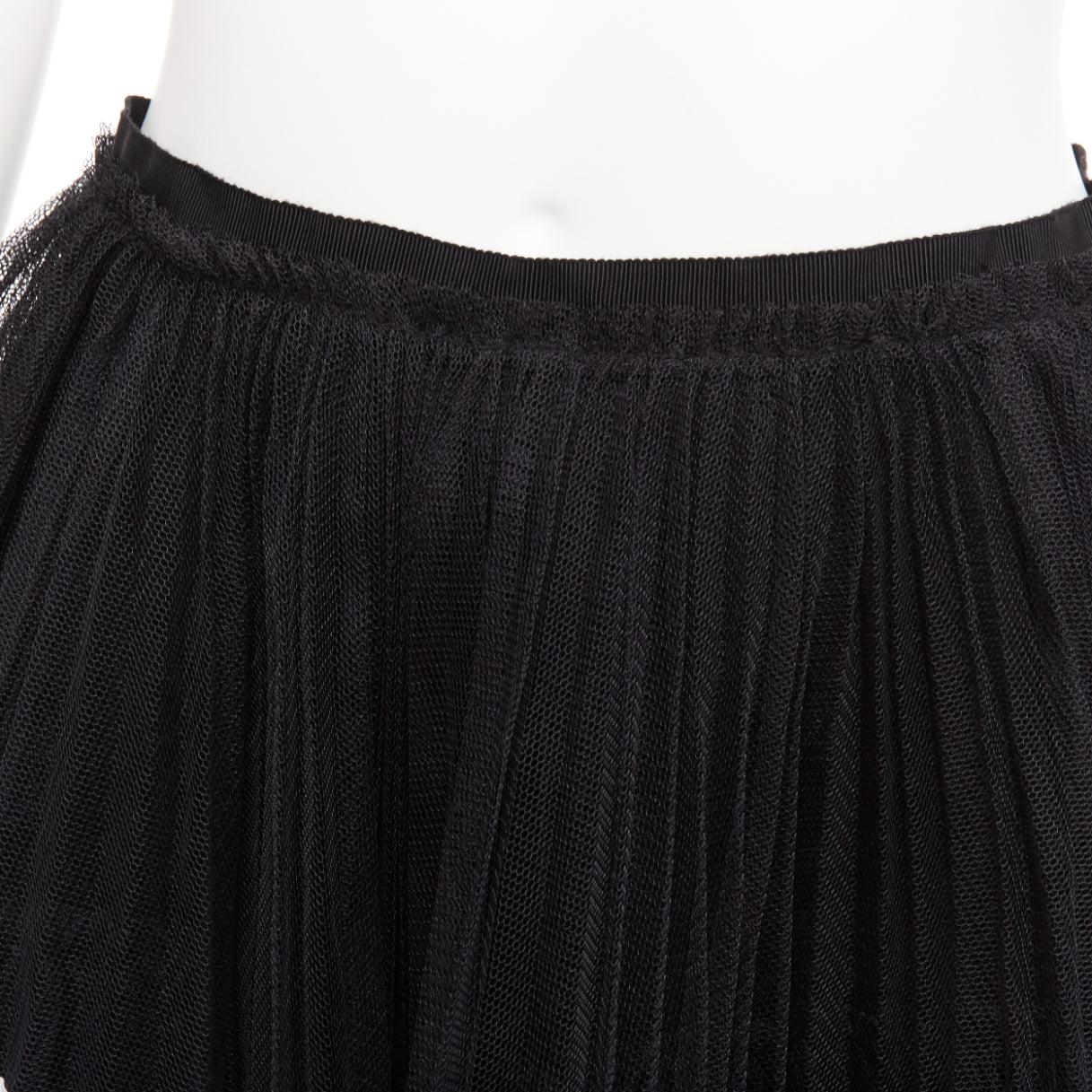 RED VALENTINO 2022 black tiered white stripe tulle pleated mini skirt IT38 XS For Sale 4