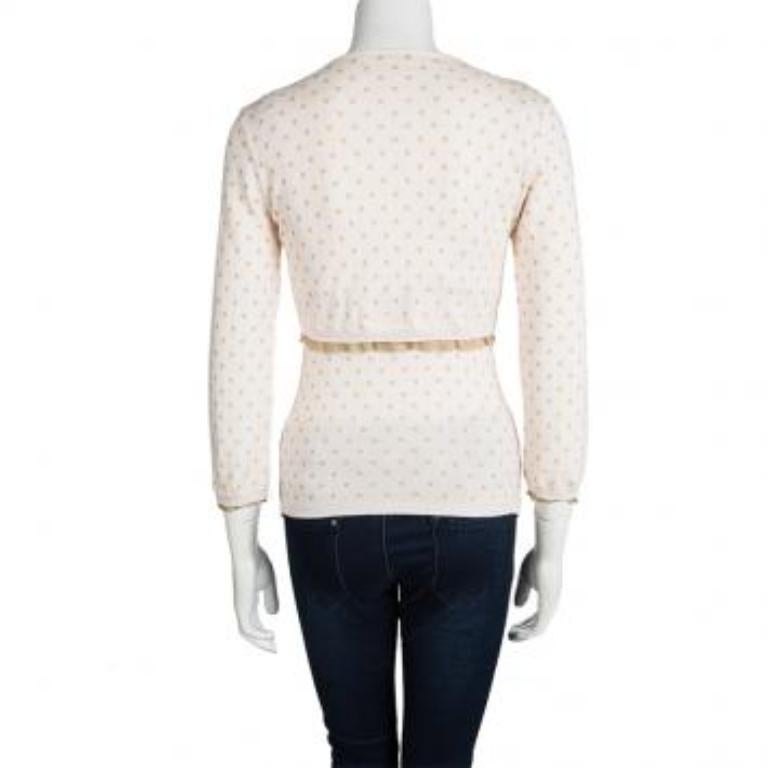Red Valentino Baby Pink Knit Polka Dotted Top and Cropped Cardigan Set M In condizioni buone in vendita a Dubai, Al Qouz 2