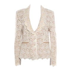 RED Valentino Blazer brodé de fleurs découpées beige et crème L