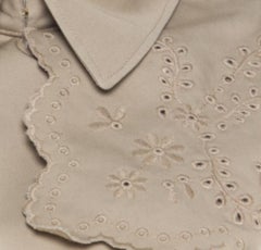 Red Valentino Beige Cotton Eyelet Embroidered Ruffled Double Breasted Coat M