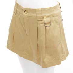 RED VALENTINO beige cotton silver D ring pleated safari skorts IT38 XS