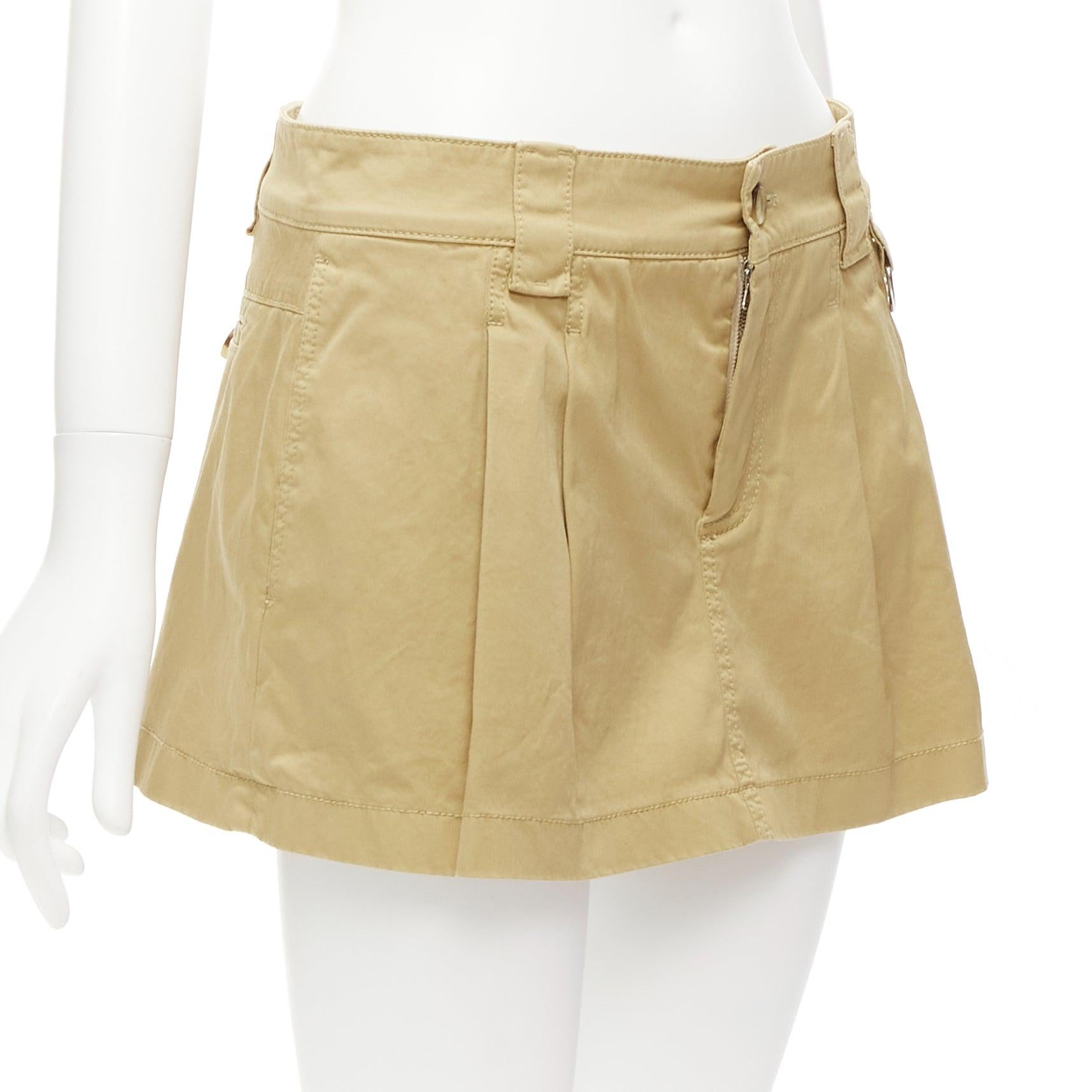 Women's RED VALENTINO beige cotton silver D ring pleated safari skorts IT38 XS For Sale