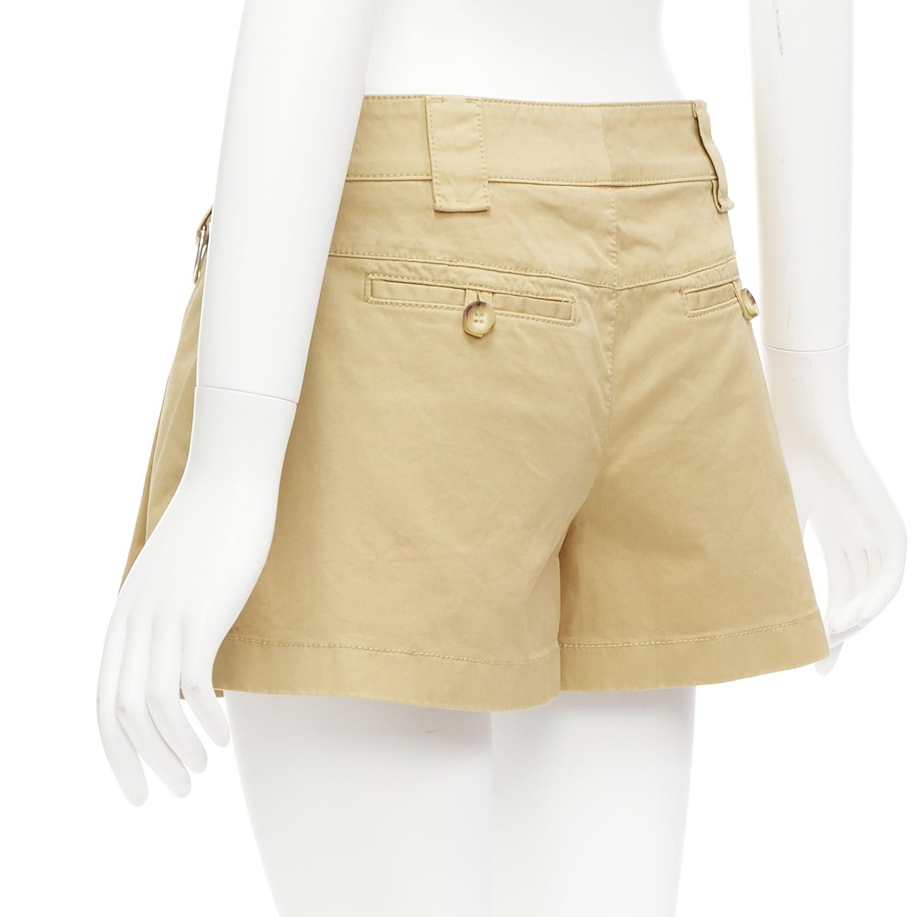 RED VALENTINO beige cotton silver D ring pleated safari skorts IT38 XS For Sale 2