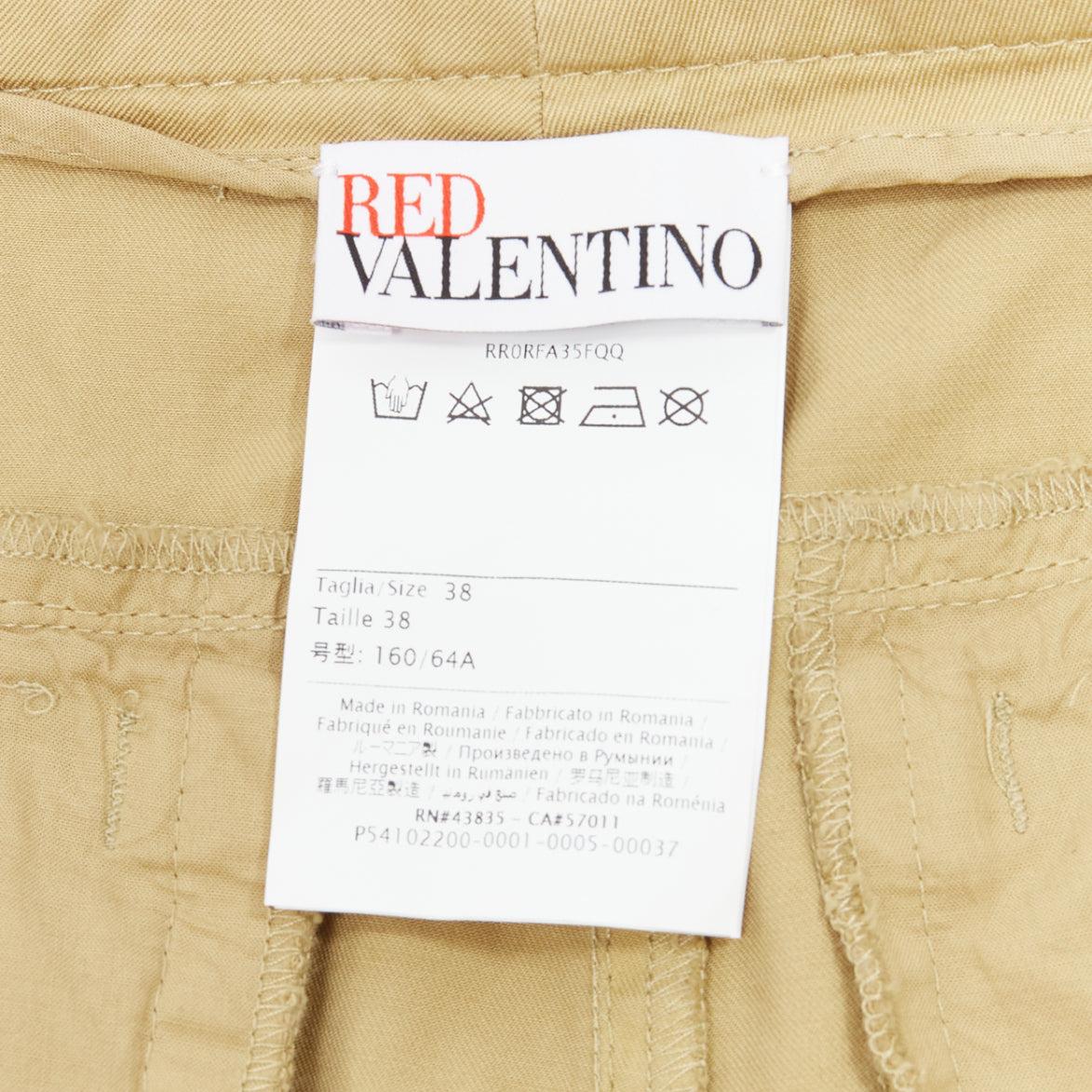 RED VALENTINO beige cotton silver D ring pleated safari skorts IT38 XS For Sale 4