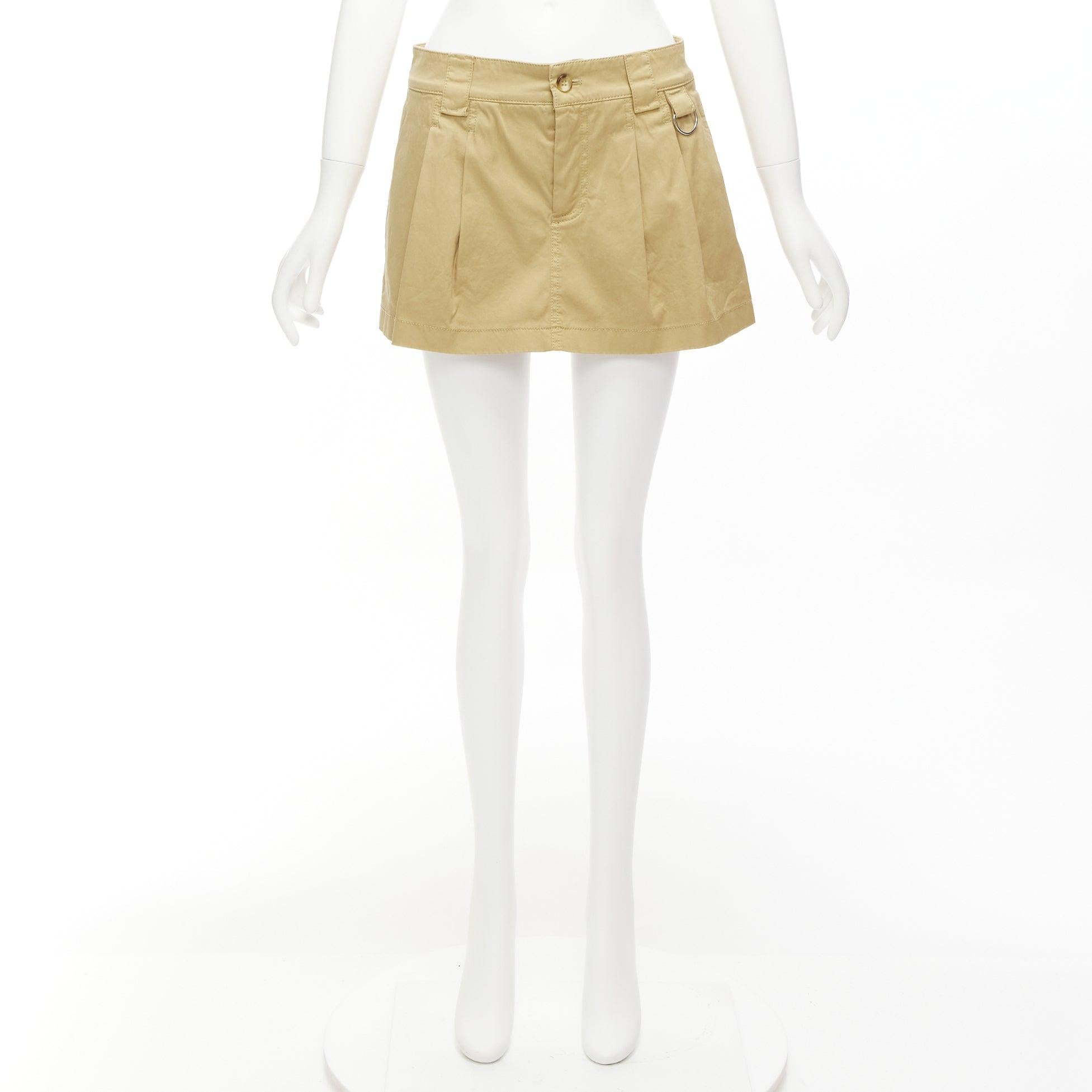 RED VALENTINO beige cotton silver D ring pleated safari skorts IT38 XS For Sale 6