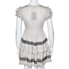 RED Valentino Beige Wool Lace Trim Ruffled Mini Dress M