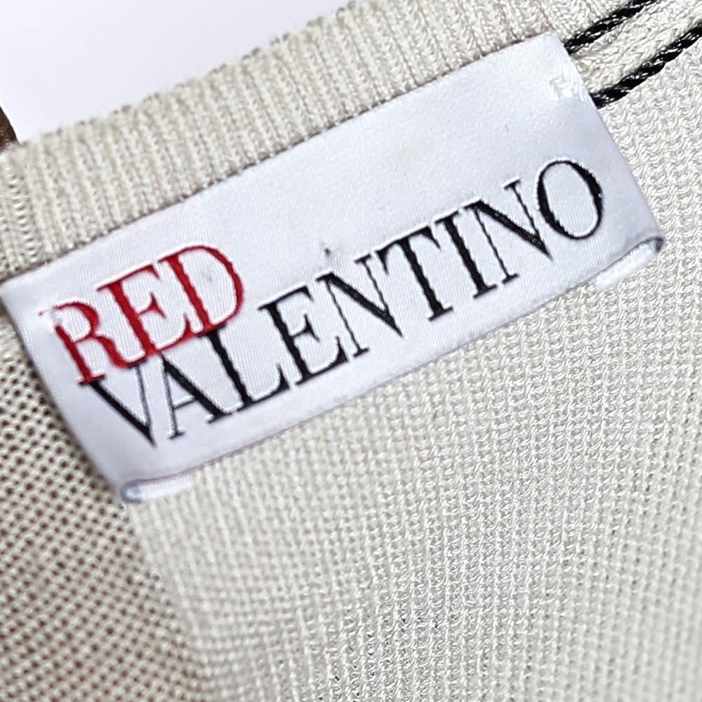 RED Valentino Beige Wolle Spitze Trim geraffte Mini-Kleid M Damen im Angebot