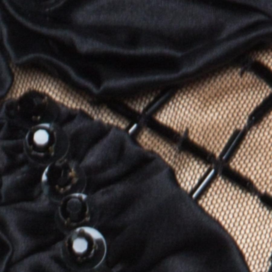 De las mujeres Red Valentino Vestido corto negro de encaje con cuentas y detalle de volantes de seda L en venta