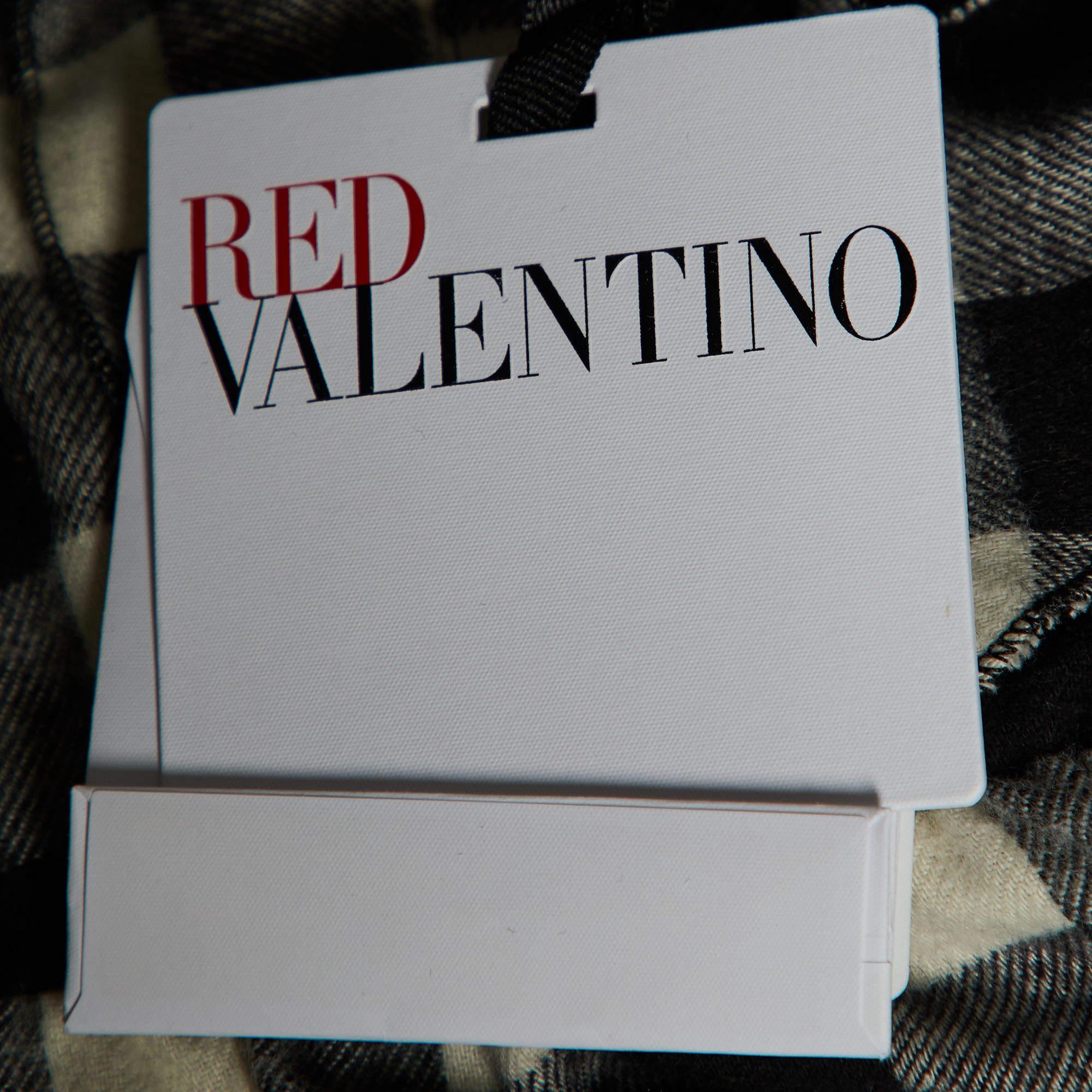RED Valentino Black checked Cotton Sleeveless Mini Shirt Dress M 1