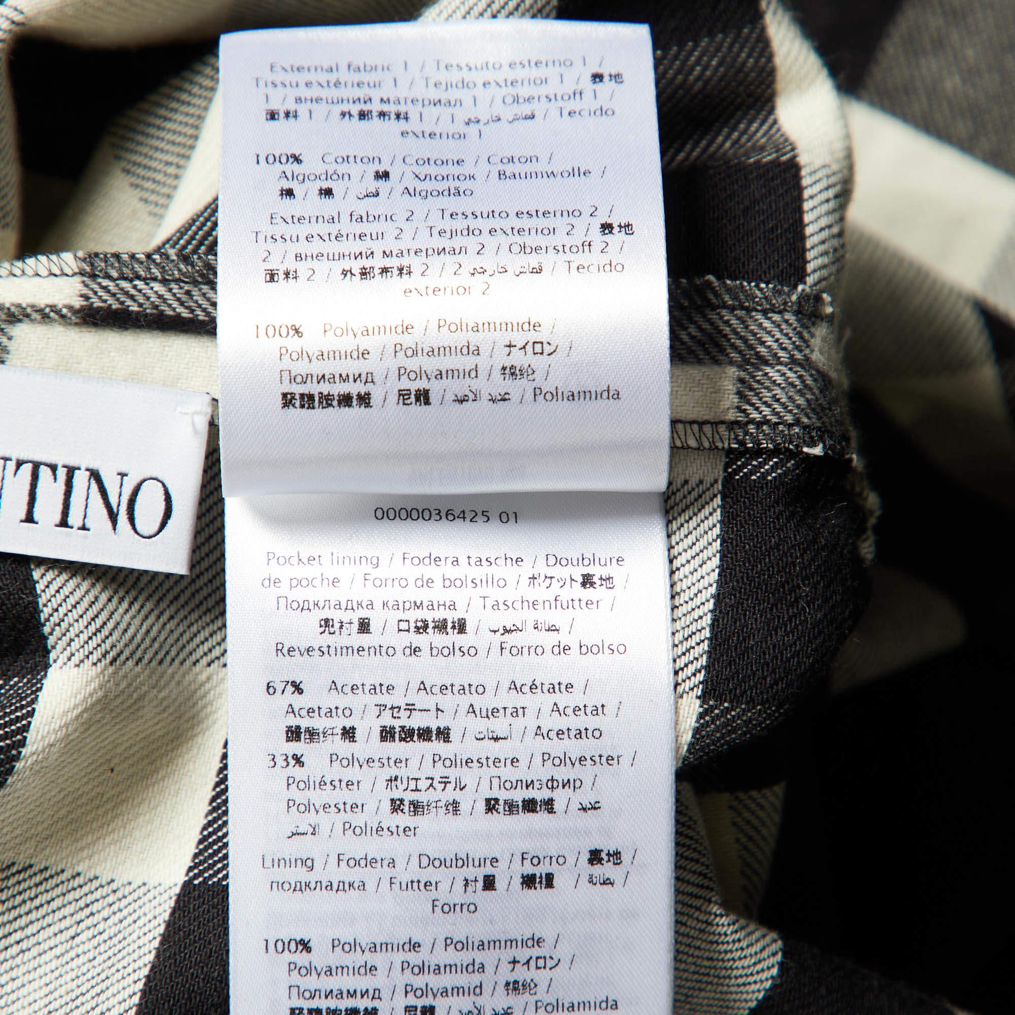 RED Valentino Black checked Cotton Sleeveless Mini Shirt Dress M 2