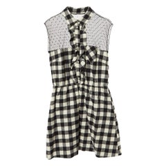 M. Redly Mini abito a camicia senza maniche in cotone a quadri nero M.