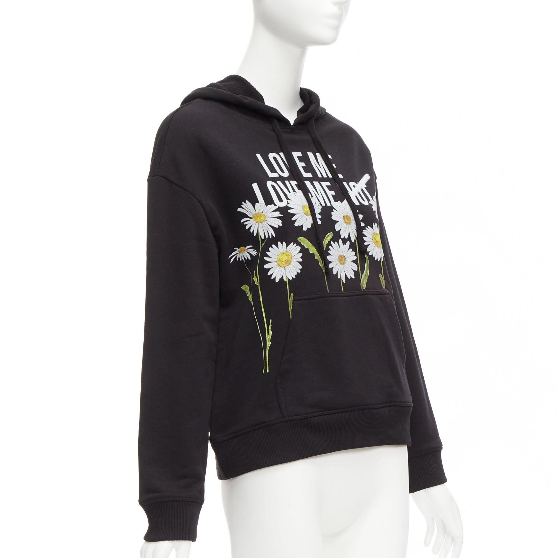Women's RED VALENTINO black cotton blend Love Me Not daisy print pocketed hoodie XS For Sale