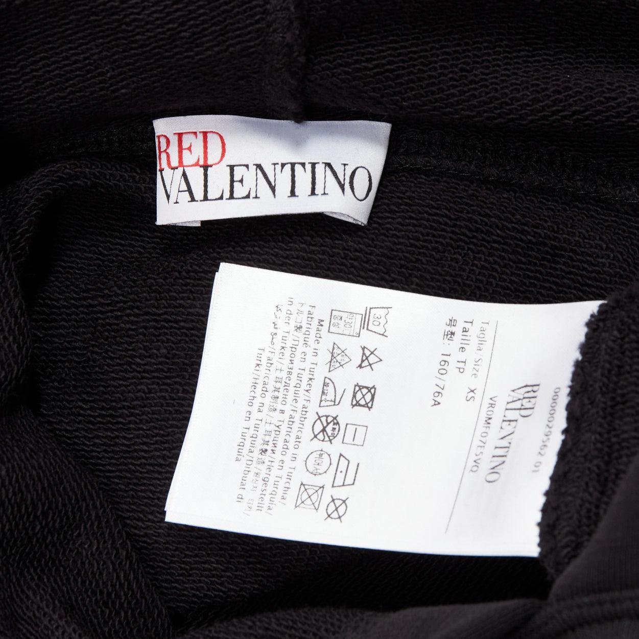 RED VALENTINO black cotton blend Love Me Not daisy print pocketed hoodie XS For Sale 5
