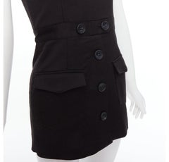 RED VALENTINO black cotton buttoned strappy cargo romper playsuit IT36 XXS