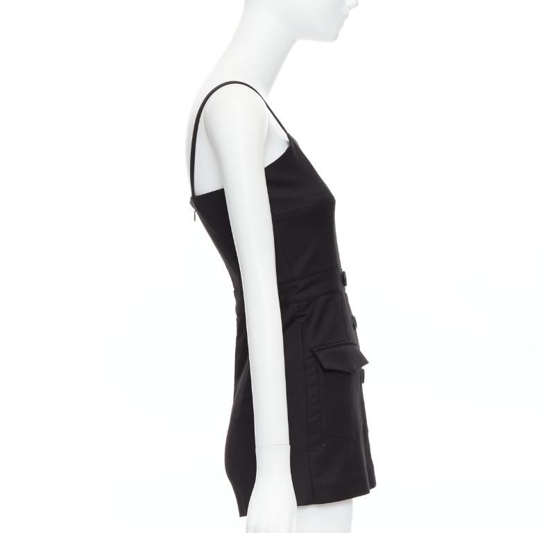 Women's RED VALENTINO black cotton buttoned strappy cargo romper playsuit IT36 XXS For Sale
