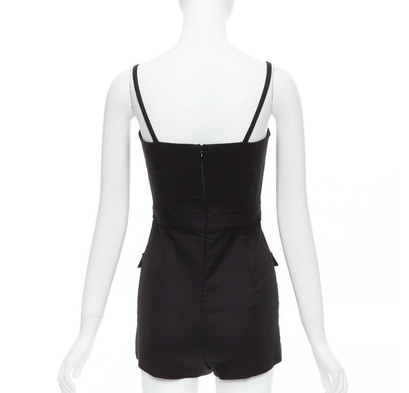 RED VALENTINO black cotton buttoned strappy cargo romper playsuit IT36 XXS For Sale 1