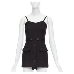 RED VALENTINO black cotton buttoned strappy cargo romper playsuit IT36 XXS